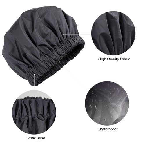 Shower Cap for Women Reusable Waterproof, Large Bath Cap with Elastic Band, Hair Caps for Long Hair and Braids, Black - color: Black