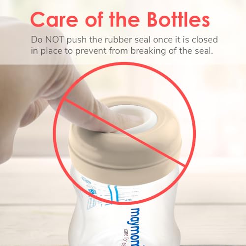 Maymom Screw Lids Aka Travel Caps with Rewritable Sealing Disc Compatible with Avent, Maymom Wide Mouth Bottles; Cap Replace Avent Natural Bottle Sealing Ring and Sealing Disc, 6pcs. (Khaki) - color: Khaki