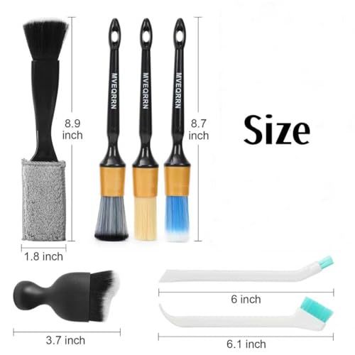 MVEQRRN 7PCS Car Detailing Brush Set,Boars Hair Detail Brush Kit(Gold) | Ultra Soft No Scratch, Car Dust Brush,Car Detailing Brushes Kit, Detail Brushes Car Detailing for Interior Exterior - color: 7PCS detailing brush gold