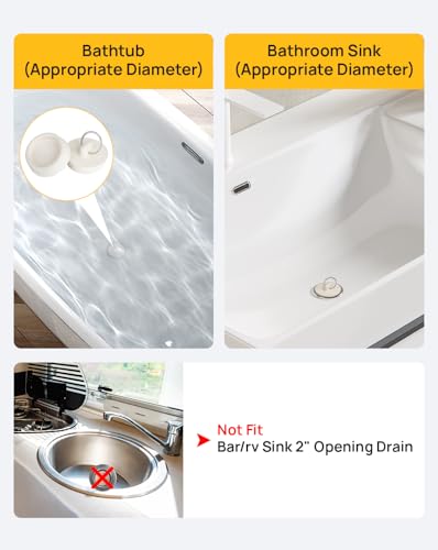 Rubber Drain Stopper Fits 1-1/2" to 1-5/8” Opening, Bathroom Bath Tub Drain Plug with Sturdy Hanging Ring, Set of 2