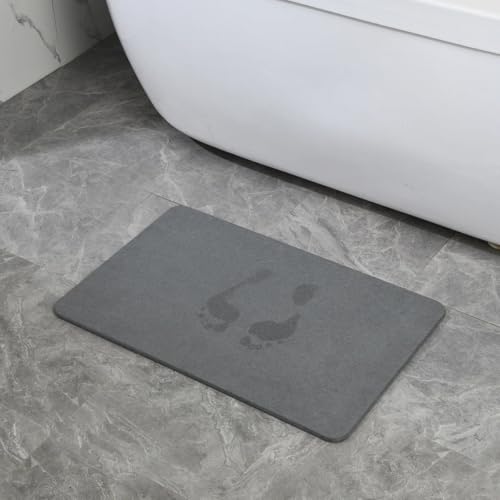 J&V TEXTILES Stone Bath Mat Diatomaceous Earth Shower Mat Non-Slip Super Absorbent Diatomite Stone Mats for Bathroom Floor Quick-Drying Easy to Clean (24''*15'') (Dove Grey) - color: Dove Grey