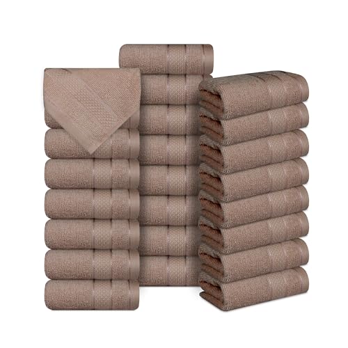 Casa Lino Face Towels & Body Wash Cloths for Showering - 100% Cotton Wash Cloths for Bathroom - Highly Absorbent & Quick Drying Washcloth Set - Cotton Washcloths 24 Pack (12" x 12") - (Brown) - color: Coffee