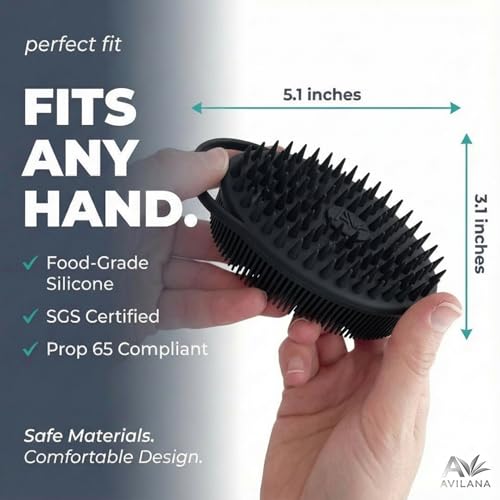 Avilana Premium Scalp Massager Shampoo Brush - 8 Years Trusted Since 2017 - SGS Certified Silicone Scrubber, Soft Bristles All Hair Types, Gentle Scalp Exfoliation Hair Care Women Men Color Treated - color: Black, size: Scalp