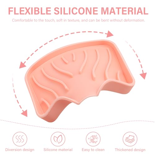 Silicone Soap Dish with Drain, SAISN Kitchen Soap Tray for Shower 2 Pack Self Draining Soap Dish Soft Bathroom Soap Holder for Kitchen Sink Flexible Portable Soap Saver, Pink - color: Pink