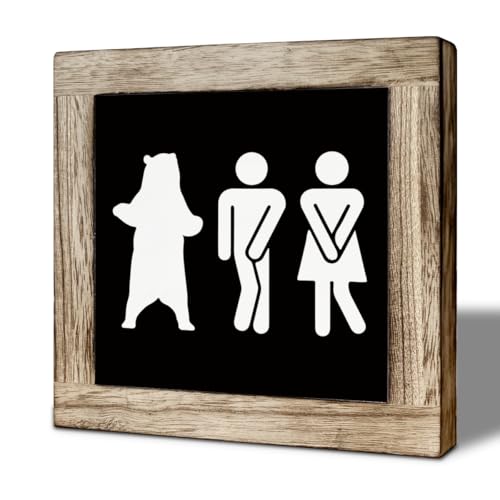 Bathroom Decor Sign, Rustic Bathroom Wooden Tabletop Decor, Freestanding Decoration for Toilet Restroom, Funny Toilet Signs, Humorous Restroom Wooden Box Sign 5.9×5.9 inch - color: color24