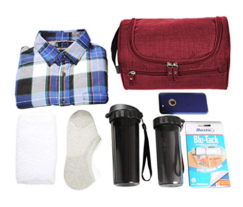 Vercord Mens Toiletry Bag Wash Travel Small Shaving Dop Kit Shower Bathroom Ditty Hygiene Bag Frosted Burgundy - color: Frosted Burgundy
