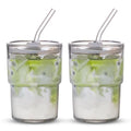 BLUEPOLAR 13oz/400ml Tumbler Water Glass, Cups with Straw and Lid Sealed Carry on for Coffee, Iced Tea, Thick Wall Insulated Glass Cup (white,2pack) - color: White-2pack