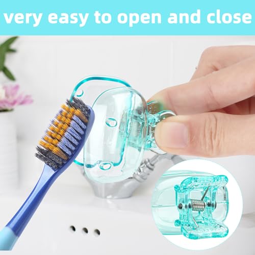 Hxezoc 4 Pack Toothbrush Covers Toothbrush Holders Toothbrush Protector Cap Brush Pod Case Portable Plastic Clip for Household Travel, Bathroom, School, Camping, Business (Green, Teal, Orange, Pink) - color: Green, Teal, Orange, Pink