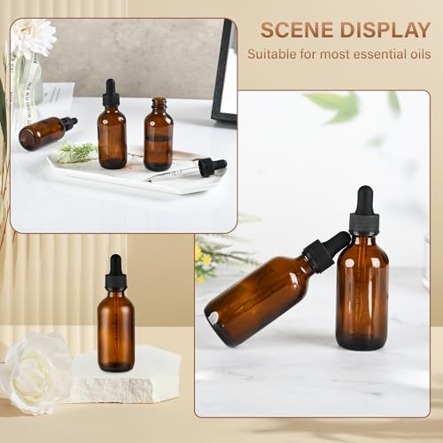 NOOEEISS 12 Pcs, 2oz Dropper Bottle, Amber Glass Eye Dropper Bottle, Tincture Bottles with Dropper, Leak-Proof Design, Stronger Suction, for All Kinds of Mixed Liquids - color: Amber, size: 2oz-12Pack