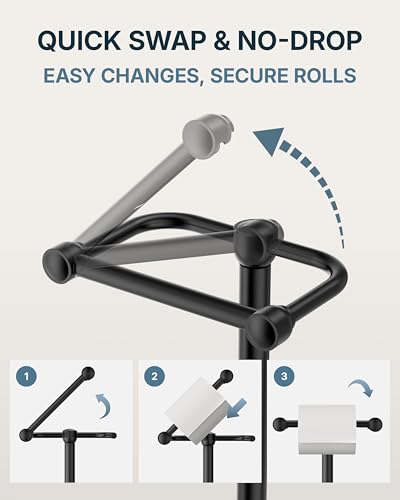 RARXTR Toilet Paper Holder Stand, Modern Bathroom Free Standing Toilet Paper Roll Holder, Stainless Steel Tissue Rack, Rust-Proof & Heavy Stable Base (Matte Black) - color: Matte Black, size: Free Standing