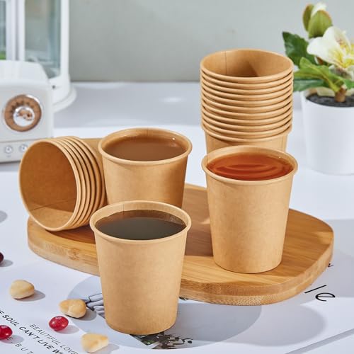 SIUQ 400 Pack 5 oz Kraft Paper Cups, Disposable Bathroom Cups, Mini Mouthwash Cups, Hot/Cold Beverage Drinking Cup for Home, Store, Travel, Events (Brown) - style: 5oz-400pack