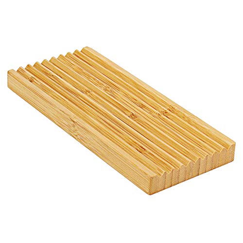 Bamboo Soap Dish, Bar Soap Holder for Shower Bathroom, Kitchen, Wooden Tray for Soap