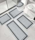 chakme Bathroom Rug Sets 5 Piece, Ultra Thin Bath Mat,Absorbent,Non Slip, Machine Washable, Light Grey - color: Light Grey, size: 5-Piece (17" x 24" / 17" x 30" / 17" x 59")