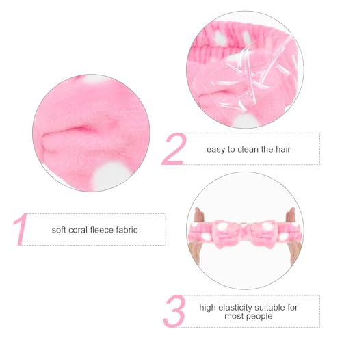 Semato Bachelorette Party Favor Set - Bride & Bridesmaid Spa Headbands with Cute Bows (1 Bride + 7 Pink Dot) - color: 1 bride+ 7pink dot