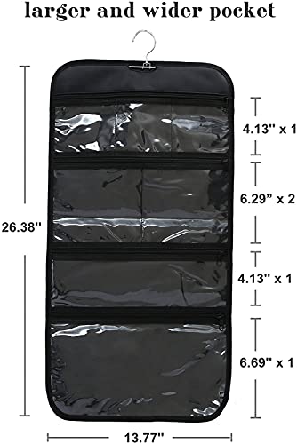 Foldable Clear Hanging Travel Toiletry Bag Cosmetic Organiser Storage - color: Black