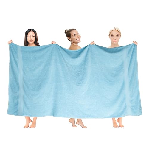 HILLFAIR 600 GSM- 40 x 80 Inches- 100% Cotton 2 Pc XXL Oversized Bath Towel Set- Soft Highly Absorbent Jumbo Bath Sheets Towels Sets- Quick Dry Oversized Bath Towel Sets For Hotel Spa Pool- OCEAN BLUE - color: Ocean Blue, size: 2 Pc XXl Oversized Towel Se