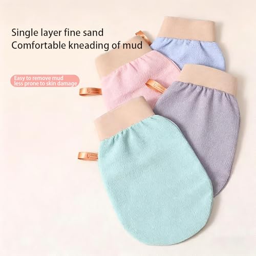Exfoliating Bath Towel Set for Women Strong Cleaning Back Scrubber - color: Light Gray, Light Blue