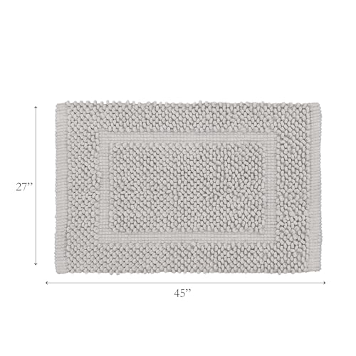 Jean Pierre New York 100% Chenille Cotton Skid Resistant Plush Bath Mat - 27"x45" Bathroom Rug - Soft Gray - color: Soft Gray, size: 2'3" x 3'9" (Rectangular)