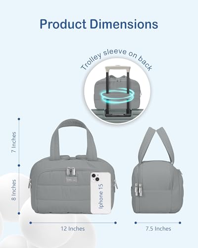 TOPDesign Travel Toiletry Bag for Women, Puffer Large Toiletry Bag, Lightweight Cosmetic Makeup Organizer with Handle for Traveling, Accessories, Essentials, Toiletries (Grey) - color: Grey