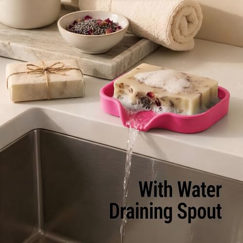 Zulay Kitchen Small Silicone Sponge Holder (4.9x3.3”) – Space-Saving Sink Organizer Tray for Sponge, Soap, Brush & More – Compact Non-Slip Dish for Kitchen & Bathroom (Honeysuckle) - color: Honeysuckle (Small), size: Small (4.9x3.3)