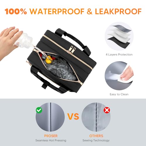 PIIOSER Breastmilk Cooler Travel Bag with Ice Pack, Compatible with Wearable Breast Pumps & Accessories - Portable Hands Free Breast Pump Carrying Case for Nursing & Working Moms, Black - color: Black