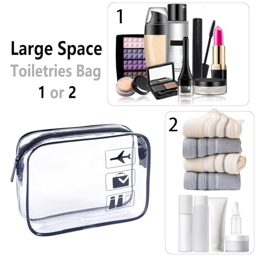 TSA Approved Toiletry Bag 3Pcs - 3 Pack Clear Travel Bags for Toiletries, Carry on Airport Airline Compliant Bag,Makeup Bags Clear Toiletry bags Quart Size Travel Bag,Black - color: Black-3pcs