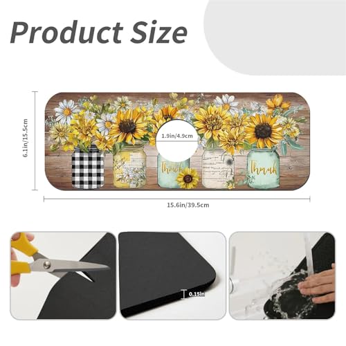 Faucet Fast Absorbent Pad - Sunflowers In Mason Jars , Suitable For Kitchen, Bathroom, Island And Other Scenes - color: Sunflowers in Mason jars