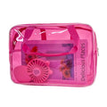 Pink PVC Pure Color Transparent Gift Pouch Wash Travel Makeup Cosmetic Bag with Handle for Travel Bathroom Toiletry Organizer (Pink) - color: pink
