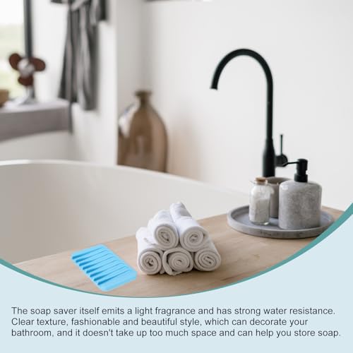 uxcell 2 Pcs Self Draining Silicone Soap Dish, Soap Tray with Drainage for Bathroom Shower Kitchen Sink, 4.5" x 3.1" x 0.4", Sky Blue - color: Sky Blue