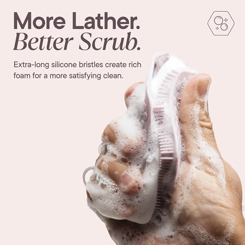 TOOLETRIES Silicone Body Scrubber 2.0, Loofah Alternative - Blossom | Gentle exfoliating shower scrubber that's quick drying, hygienic and longer lasting than traditional loofahs. - color: Blossom