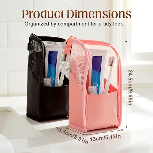 Standing Toiletry Bag, 2026 Upgraded Portable Lightweight Travel Toiletry Bag, Organizer Bag Cosmetic Zipper Pouch, Waterproof Dust-Free Stand-Up Small Toiletry Stationery Bag (Black) - color: Black