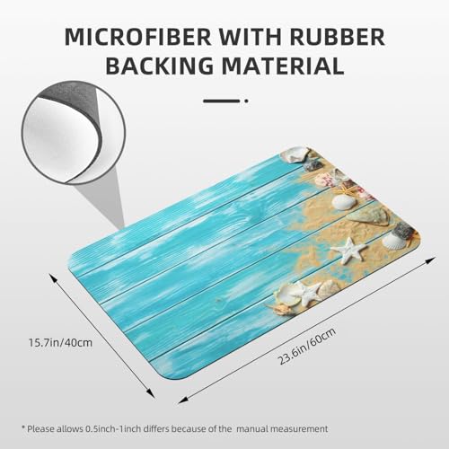 Sea Shells Wooden Background Bath Mat Rugs 15.7x23.6 in, Diatomaceous Earth Bathroom Rug Fit Under Door Rubber Non-Slip Absorbent Bathroom Mat for Bathroom Kitchen Floor, Tub and Shower Sink - color: Sea Shells Wooden Background