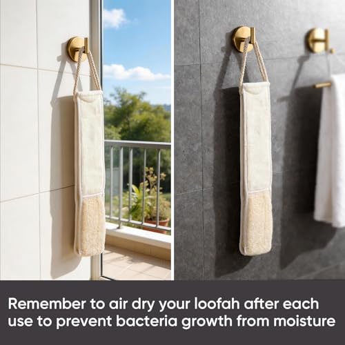 2 Pack Egyptian Loofah Back Scrubber for Shower, Natural Luffa Sponge with Handles, Exfoliating Shower Back Scrubber for Women and Men, Long Body Scrubber for Bathing - size: 1 Count (Pack of 2)