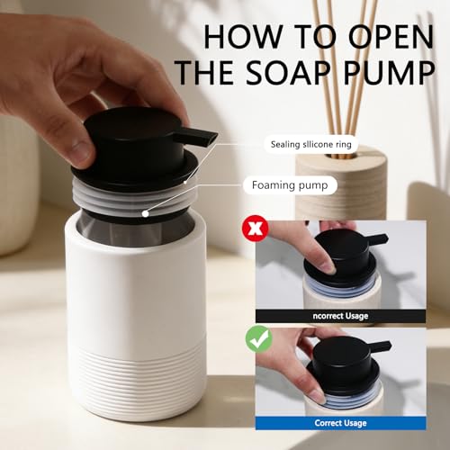 Resin Foaming Soap Dispenser, 11 OZ Bathroom & Kitchen Foam Soap Dispenser, Easy Press Pump, Refillable Hand Soap Dispenser, Modern Decor (White) - color: White