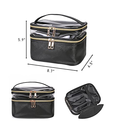 Travel Makeup Bag Makeup Organizer Bag Cosmetic Bag Makeup Bags for Women Cosmetics Cases Portable Waterproof Foldable - color: 00-Black