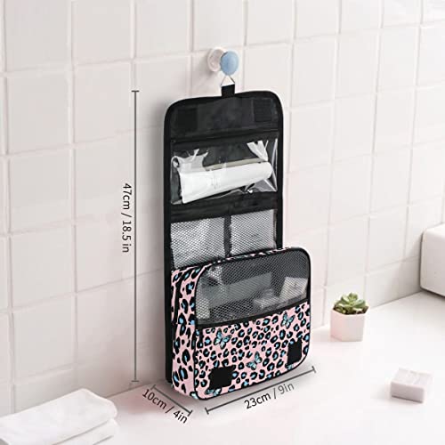 senya Hanging Travel Toiletry Bag Kit Makeup Case Cosmetics Organizer for Men Women - color: Blue Butterfly Leopard Print