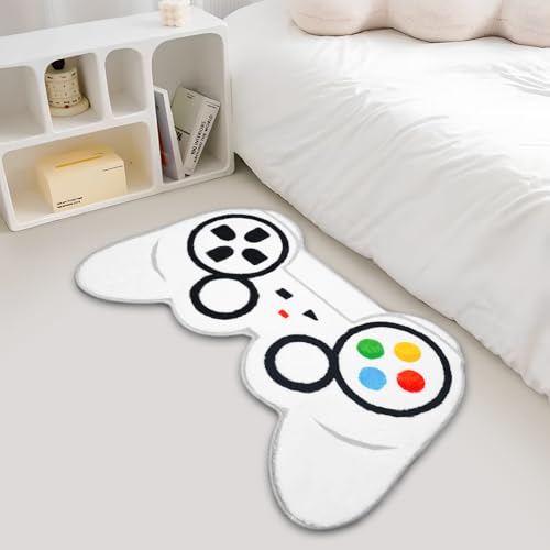 Gaming Bath Mat, Gamer Bath Rugs Non-Slip Absorbent PlayStation Rug Video Game Rug for Bathroom Floor Tub Kids Bathroom Rugs - color: White