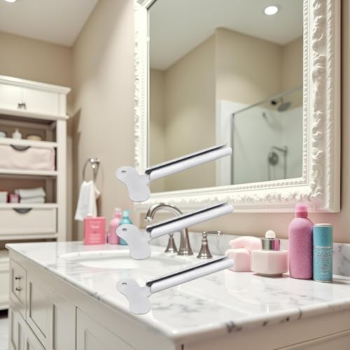 3 Pcs Silvery Metal Tube Squeezer Keys, Toothpaste Metal Hair Dye Color Key Roller Dispenser Tool Durable Processingl, Daily Living Tube Squeezing Aids