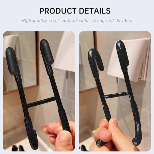 Shower Door Hooks,Towel Hooks for Bathrooms Frameless Glass Door,Heavy Duty SUS 304 Stainless Steel Hook for Towels,Squeegee,Loofah,Shaver,Robe,2 Pack (Black) - color: Black