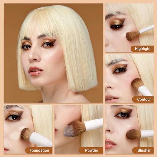 Jessup Makeup Brush Set 5Pcs Face Makeup Brushes Vegan Soft Foundation Brush Blush Brush Bronzer Contour Brush Highlighter Brush Fluffy Setting Powder Brush, Light Grey T493 - color: E-Light Grey-5pcs, size: Full Brush Set