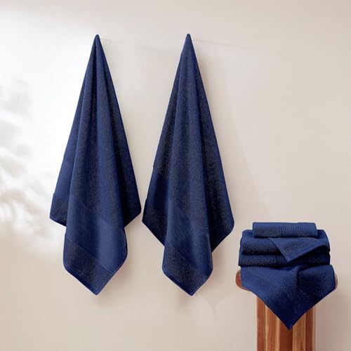 Modern Threads Air Cloud 18-Piece Towel Set - 100% Zero-Twist Cotton, 500 GSM, Quick Dry & Plush, Navy - color: Navy, size: 18 Pcs Towel Set