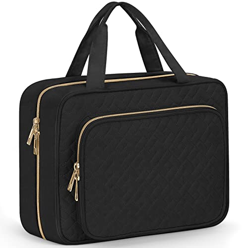 Wedama Toiletry Bag for Women, Large Cosmetic Travel Bag, Hanging Toiletry Bag for Bathroom, Thickened PVC Waterproof Makeup Bag, Toiletries Bag for Travel Business Trips and Camping, Black - color: Black, size: Large, style: Minimalist