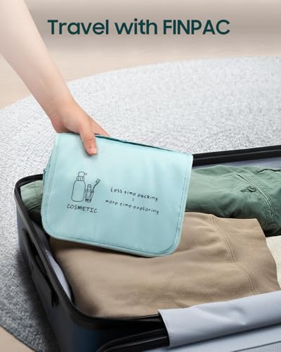 FINPAC Toiletry Bag, Large Capacity Hanging Makeup Bag with Waterproof PVC Compartment, Travel Cosmetic Organizer for Women, Makeup Lovers, Cruise, Gym, and Family Trips, Blue - color: Blue
