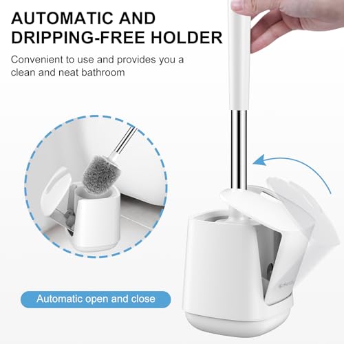 SetSail Toilet Brush 3 Pack Toilet Bowl Brush and Holder Toilet Cleaner Brush with Nylon Bristles Ventilated Toilet Brushes for Bathroom with Holder for Toilet Scrubber Cleaning, Pure White - color: Pure White, size: 3 packs