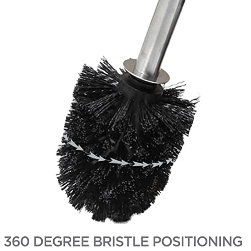 Bath Bliss Toilet Brush and Holder | Self Closing Lid | 360 Degree Brush Head | Bathroom Cleaning | Compact Size | Storage and Organization | White (Pack of 2) - color: White, size: 2 Pack