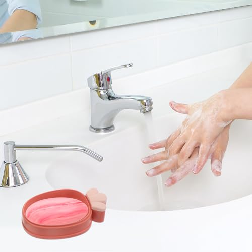 Ipetboom Double Layer Soap Holder with Drainage Leakproof Portable Soap Case with Lid for Bathroom and Travel 4pcs Set (red Green)