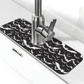 Bats Halloween Goth Silhouettes Black White 15" X 5.5" Kitchen Sink Splash Guard Faucet Faucet Guard Draining Mat Sink Splash Guard Faucet Kitchen Bathroom - color: Bats Halloween Goth Silhouettes Black White