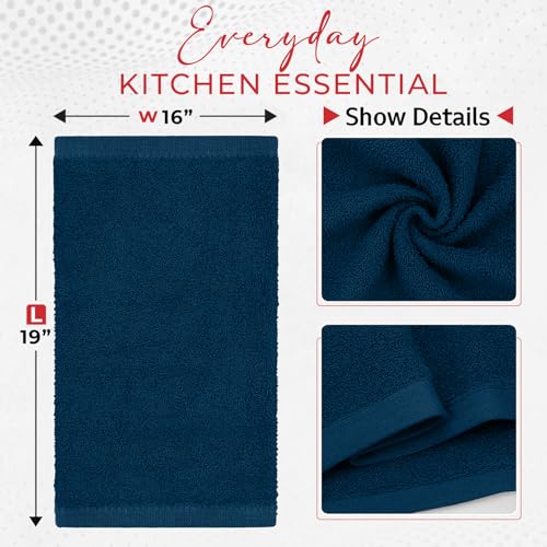 RIVERSIDE Bar Mop Towels Pack of 12, 16x19 Inches, 100% Ring Spun Cotton Terry Cloth Kitchen Towel, Highly Absorbent & Reusable Multipurpose Cleaning Rags for Bathroom, Hotel, Restaurant, Blue Opal - color: Blue Opal, size: Bar Mop (PK 12)