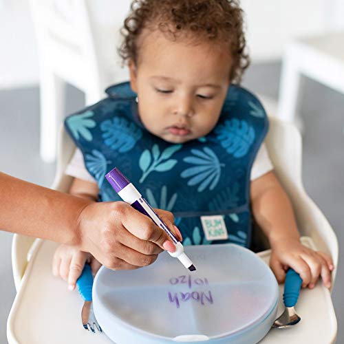 Bumkins Toddler and Baby Suction Plate, Divided Grip Dish Cover for Babies and Kids, Baby Led Weaning, Feeding Supplies, Store and Label Leftovers, Food Prep Portions, Fits Bumkins Dish and Plate - color: A1 Sm GD Lid