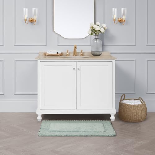 Laura Ashley Ruffle Border 100% Cotton Bath Rug, Aqua, 20"x 34" - color: Aqua, size: 1'8" x 2'10" (Rectangular)